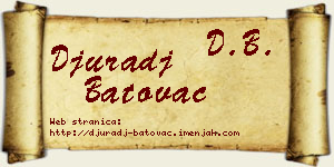 Đurađ Batovac vizit kartica